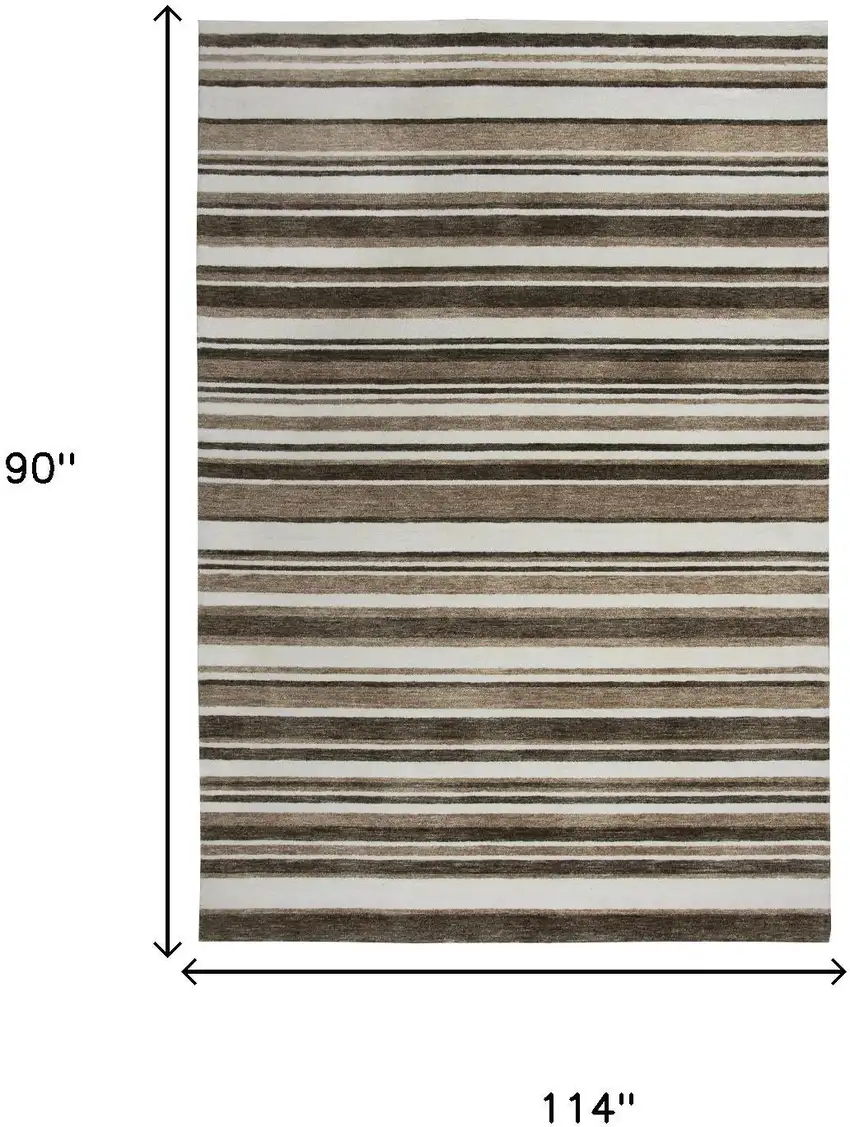 Beige Brown And Ivory Striped Hand Tufted Area Rug Photo 6