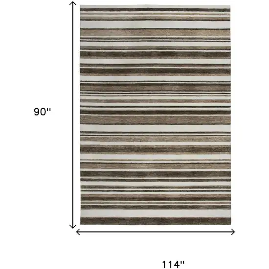 Beige Brown And Ivory Striped Hand Tufted Area Rug Photo 6