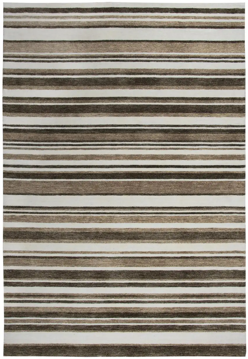 Beige Brown And Ivory Striped Hand Tufted Area Rug Photo 1