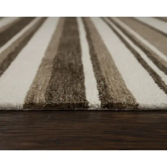 Beige Brown And Ivory Striped Hand Tufted Area Rug Photo 5