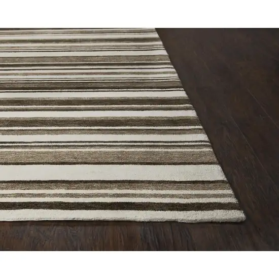 Beige Brown And Ivory Striped Hand Tufted Area Rug Photo 2