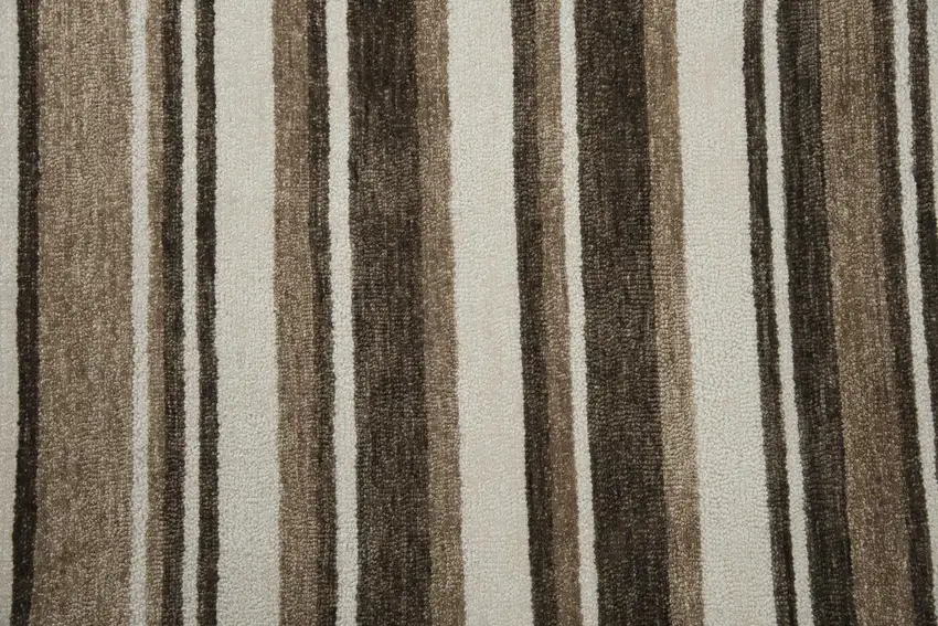 Beige Brown And Ivory Striped Hand Tufted Area Rug Photo 4