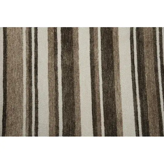 Beige Brown And Ivory Striped Hand Tufted Area Rug Photo 4