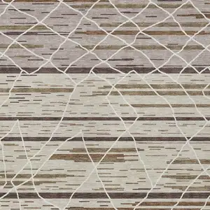Photo of Beige Brown And Ivory Striped Washable Indoor Outdoor Area Rug