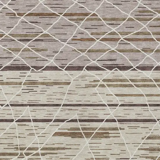 Beige Brown And Ivory Striped Washable Indoor Outdoor Area Rug Photo 7