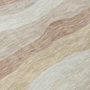 Photo of Beige Brown And Ivory Striped Washable Indoor Outdoor Area Rug