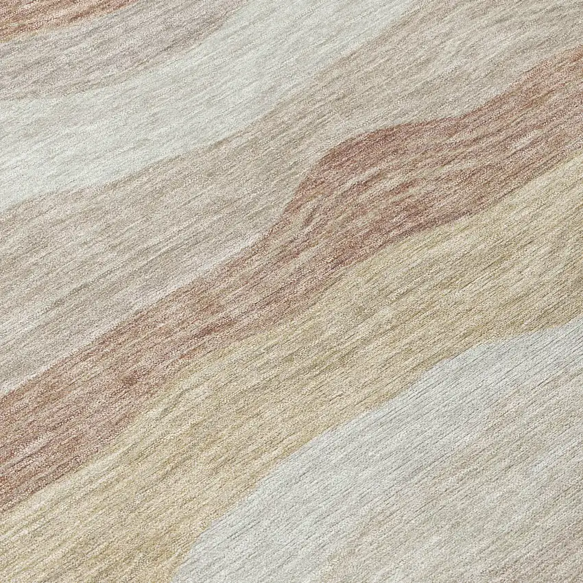 Beige Brown And Ivory Striped Washable Indoor Outdoor Area Rug Photo 1