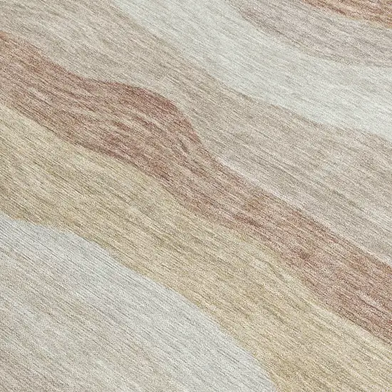 Beige Brown And Ivory Striped Washable Indoor Outdoor Area Rug Photo 2