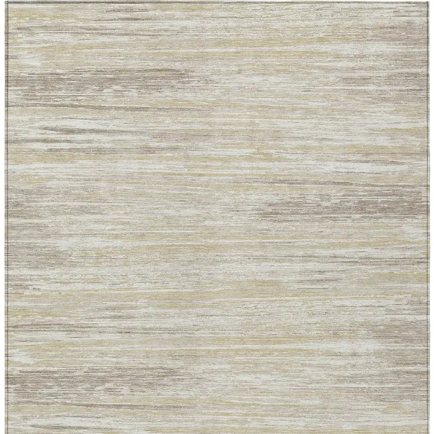 Beige Brown And Ivory Striped Washable Indoor Outdoor Area Rug Photo 7