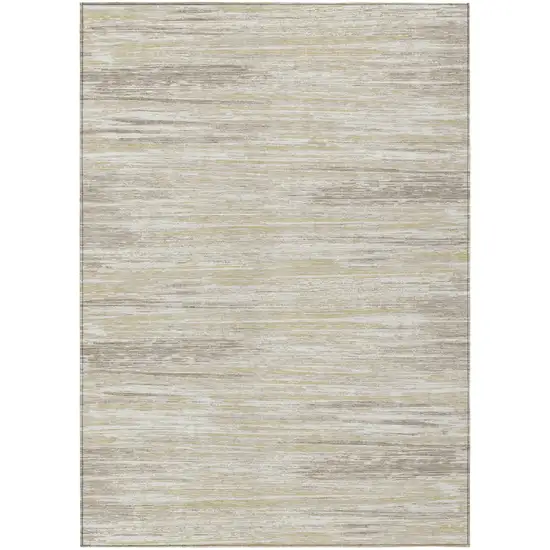Beige Brown And Ivory Striped Washable Indoor Outdoor Area Rug Photo 2