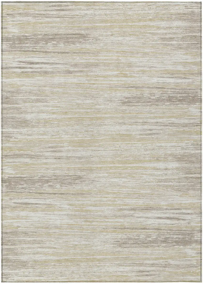 Beige Brown And Ivory Striped Washable Indoor Outdoor Area Rug Photo 2