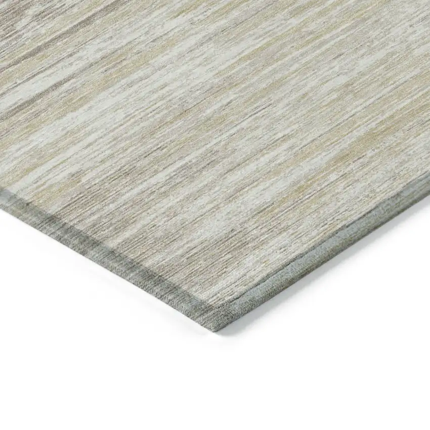 Beige Brown And Ivory Striped Washable Indoor Outdoor Area Rug Photo 5
