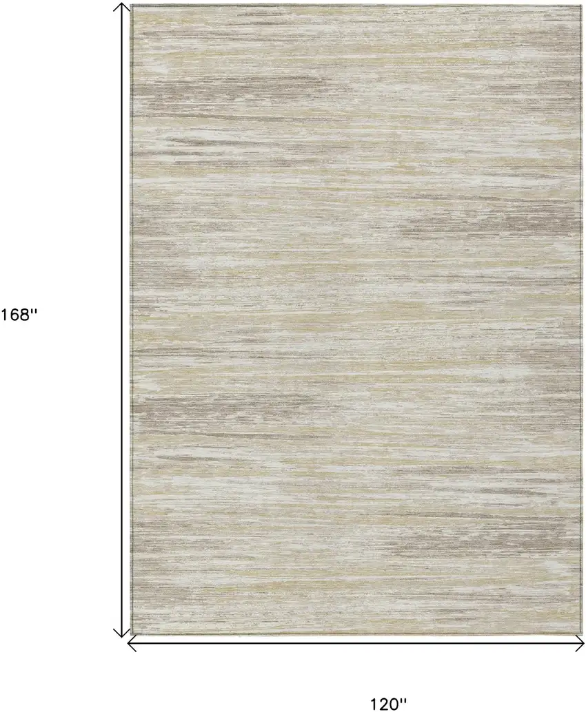 Beige Brown And Ivory Striped Washable Indoor Outdoor Area Rug Photo 3