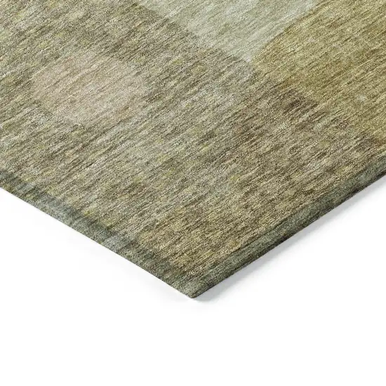 Beige Brown And Light Green Geometric Washable Indoor Outdoor Area Rug Photo 4