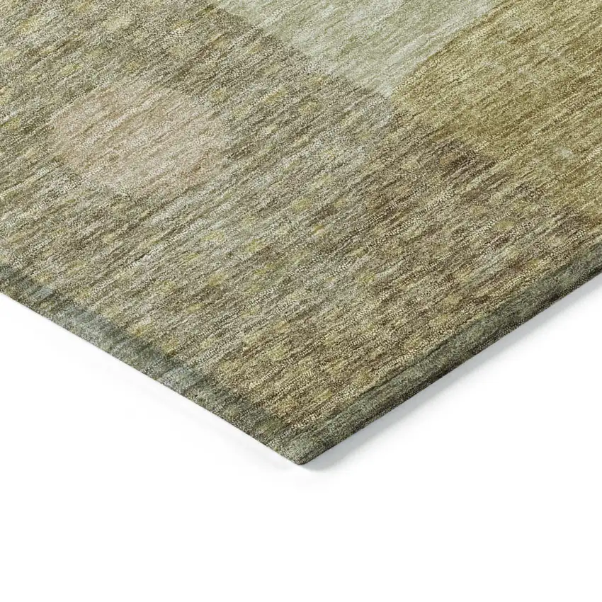 Beige Brown And Light Green Geometric Washable Indoor Outdoor Area Rug Photo 4