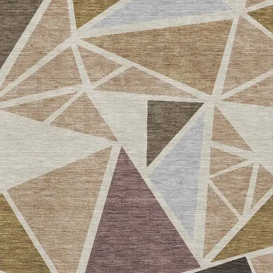 Beige Brown And Mauve Geometric Washable Area Rug With UV Protection Photo 2