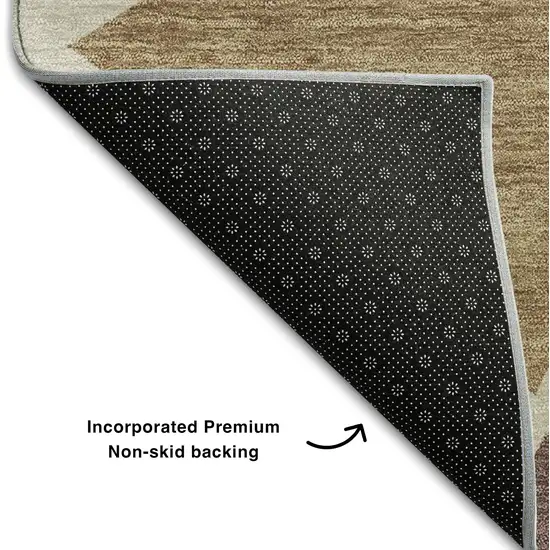Beige Brown And Mauve Geometric Washable Area Rug With UV Protection Photo 6