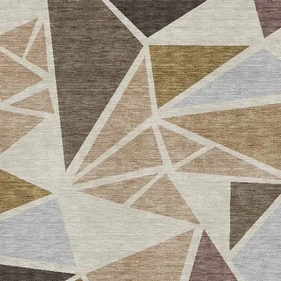 Beige Brown And Mauve Geometric Washable Area Rug With UV Protection Photo 2