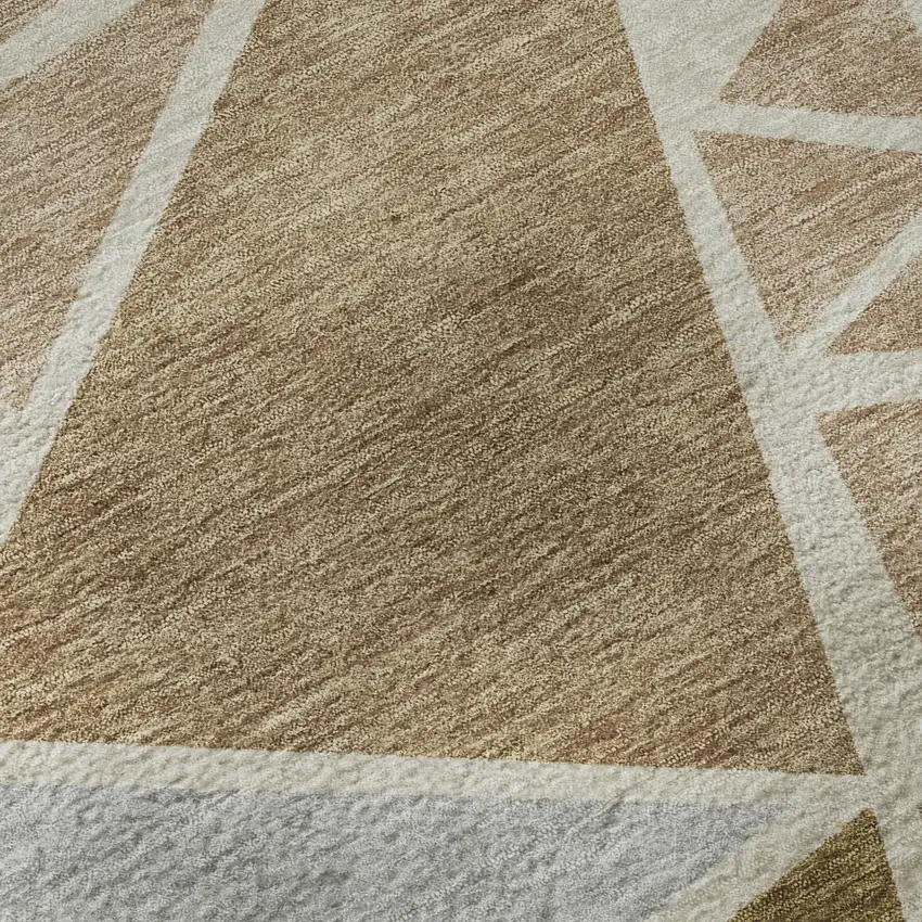 Beige Brown And Mauve Geometric Washable Area Rug With UV Protection Photo 8