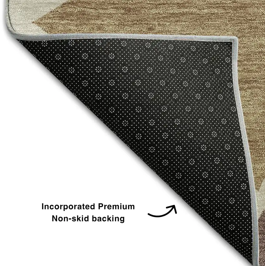 Beige Brown And Mauve Geometric Washable Area Rug With UV Protection Photo 5