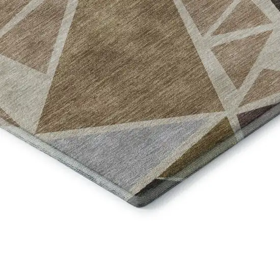 Beige Brown And Mauve Geometric Washable Area Rug With UV Protection Photo 7