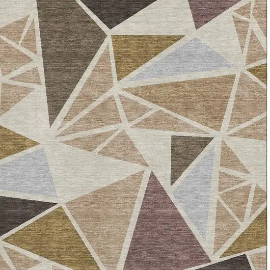 Beige Brown And Mauve Geometric Washable Area Rug With UV Protection Photo 2