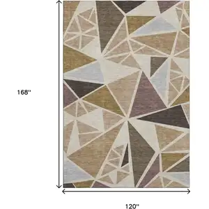 Photo of Beige Brown And Mauve Geometric Washable Area Rug With UV Protection