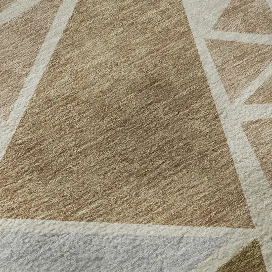 Beige Brown And Mauve Geometric Washable Area Rug With UV Protection Photo 8