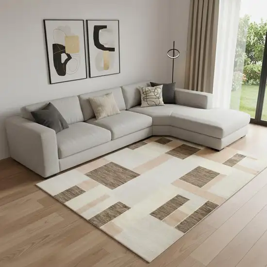 Beige Brown And Tan Geometric Area Rug Photo 1