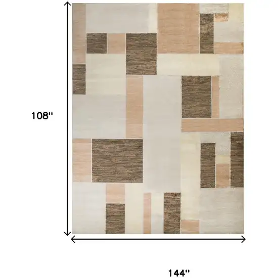 Beige Brown And Tan Geometric Area Rug Photo 3
