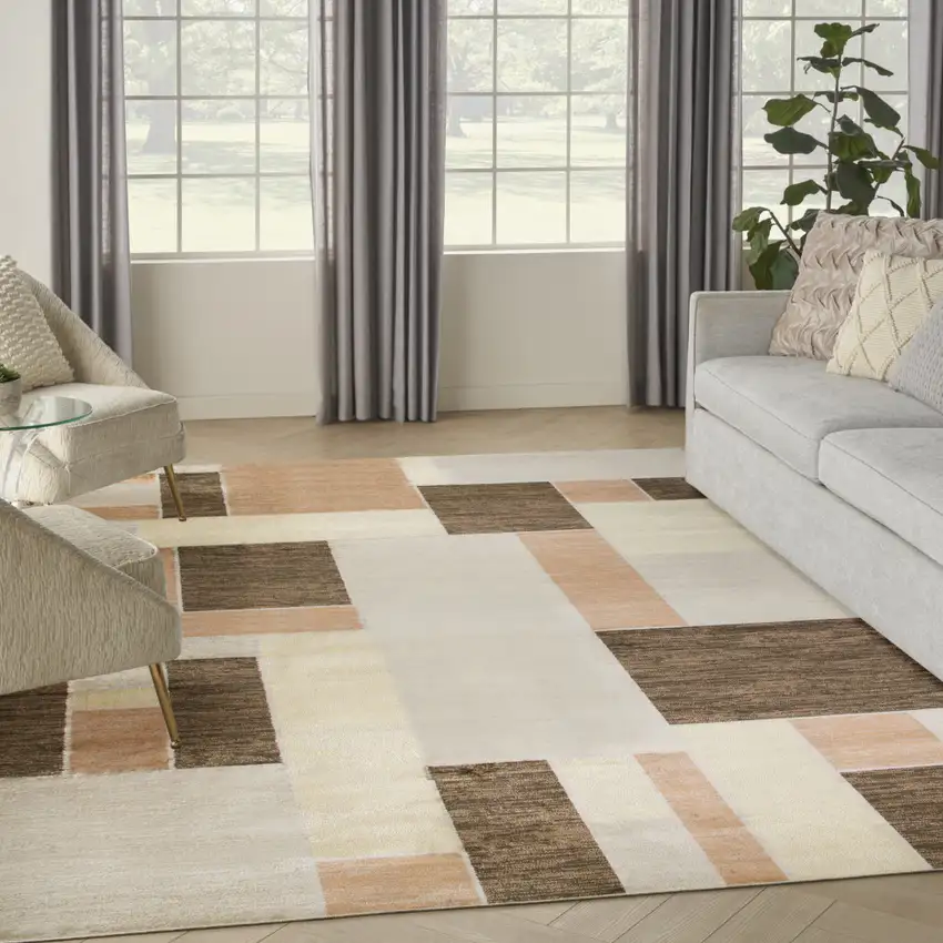 Beige Brown And Tan Geometric Area Rug Photo 5