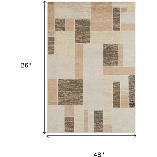 Beige Brown And Tan Geometric Area Rug Photo 3