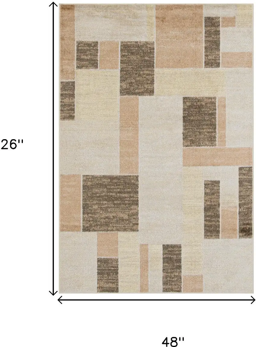 Beige Brown And Tan Geometric Area Rug Photo 3