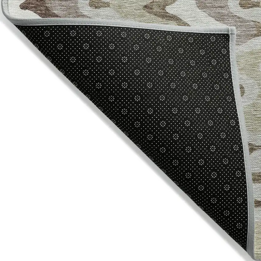 Beige Brown And Taupe Abstract Washable Indoor Outdoor Area Rug Photo 2