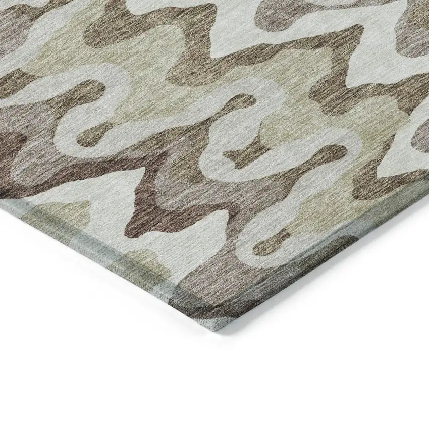 Beige Brown And Taupe Abstract Washable Indoor Outdoor Area Rug Photo 3