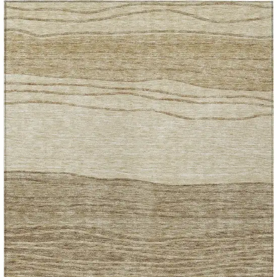 Beige Brown And Taupe Striped Washable Indoor Outdoor Area Rug Photo 6