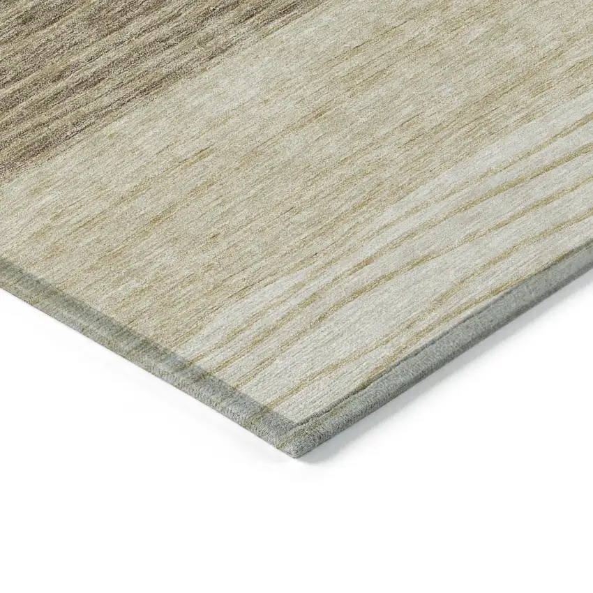 Beige Brown And Taupe Striped Washable Indoor Outdoor Area Rug Photo 4