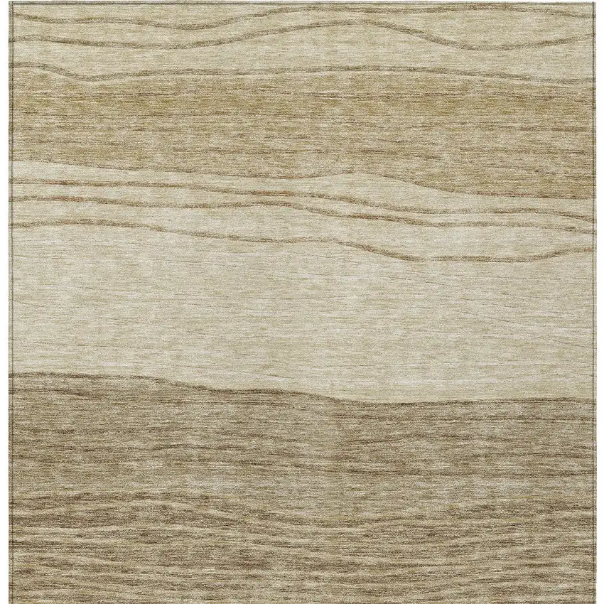Beige Brown And Taupe Striped Washable Indoor Outdoor Area Rug Photo 6