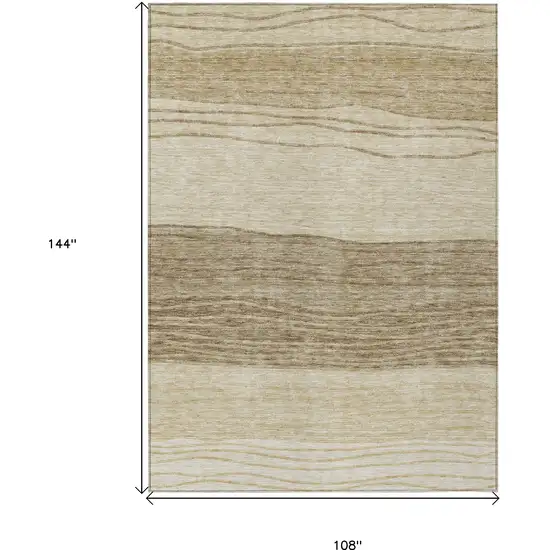 Beige Brown And Taupe Striped Washable Indoor Outdoor Area Rug Photo 3