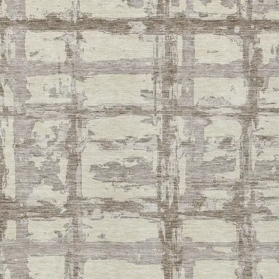 Beige Brown And Taupe Striped Washable Indoor Outdoor Area Rug Photo 4