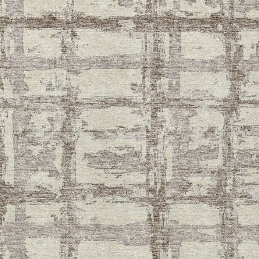 Beige Brown And Taupe Striped Washable Indoor Outdoor Area Rug Photo 4