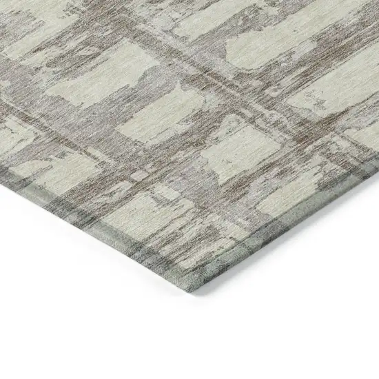 Beige Brown And Taupe Striped Washable Indoor Outdoor Area Rug Photo 3