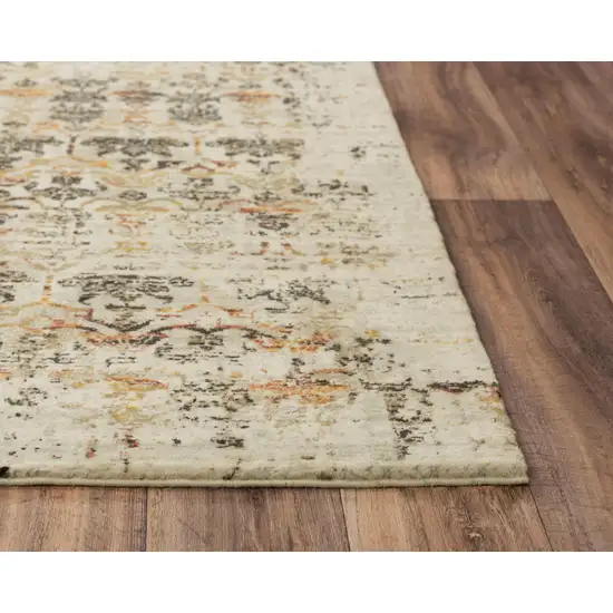 Beige Brown Apricot And Ivory New Zealand Lambs Wool Oriental Hand Carved Handmade Area Rug Photo 3