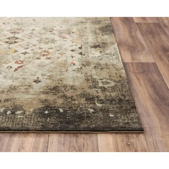 Beige Brown Apricot And Ivory New Zealand Lambs Wool Oriental Hand Carved Handmade Area Rug Photo 3