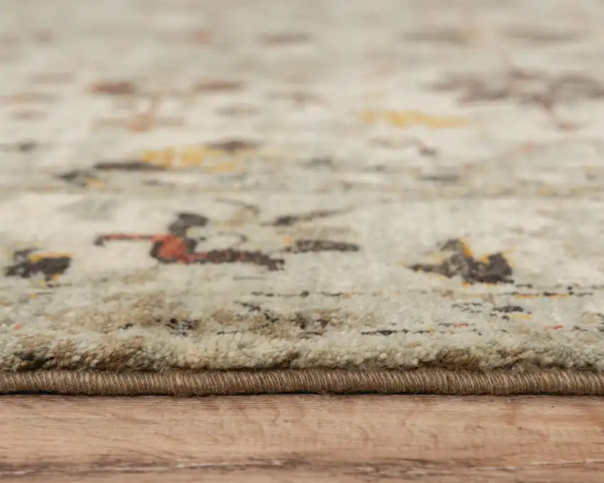 Beige Brown Apricot And Ivory New Zealand Lambs Wool Oriental Hand Carved Handmade Area Rug Photo 5