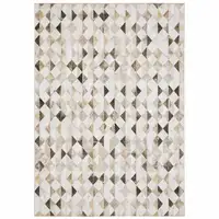 Photo of Beige Brown Grey And Ivory Geometric Power Loom Stain Resistant Area Rug