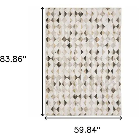 Beige Brown Grey And Ivory Geometric Power Loom Stain Resistant Area Rug Photo 3