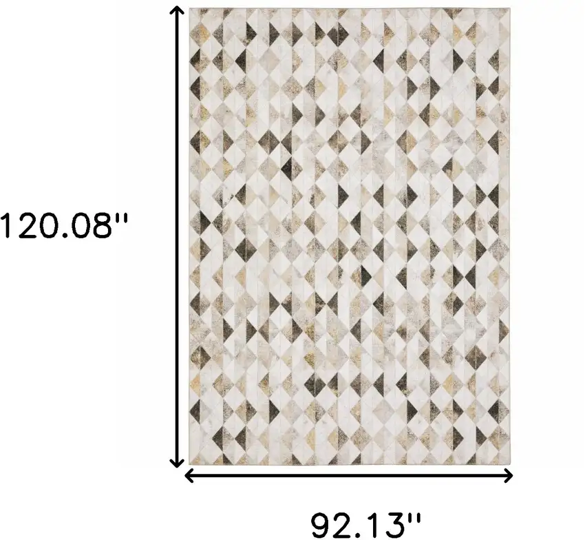 Beige and Ivory Geometric Power Loom Area Rug Photo 3