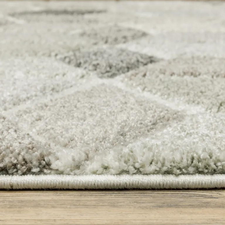 Beige Brown Grey Tan Sage And Pale Blue Geometric Power Loom Stain Resistant Area Rug Photo 1