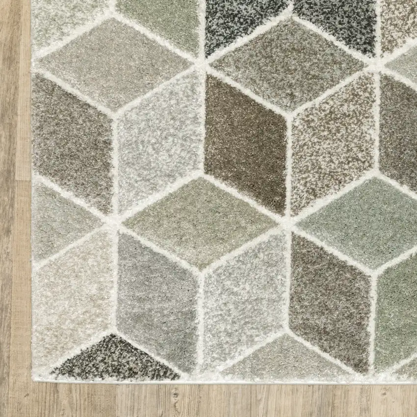Ivory Gray And Charcoal Geometric Area Rug Photo 7